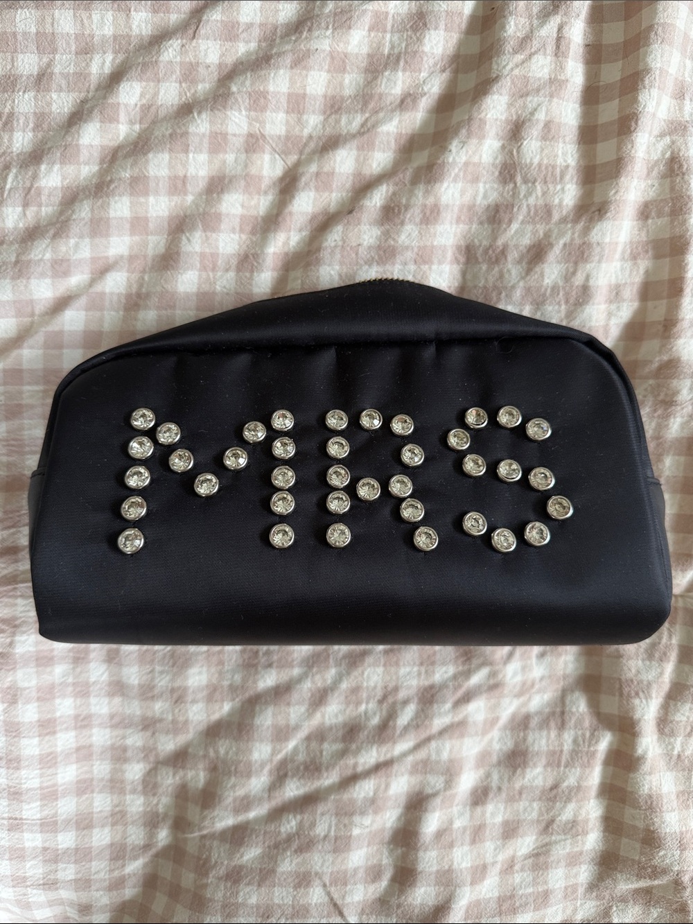 Mrs. Black Rhinestone Makeup Bag